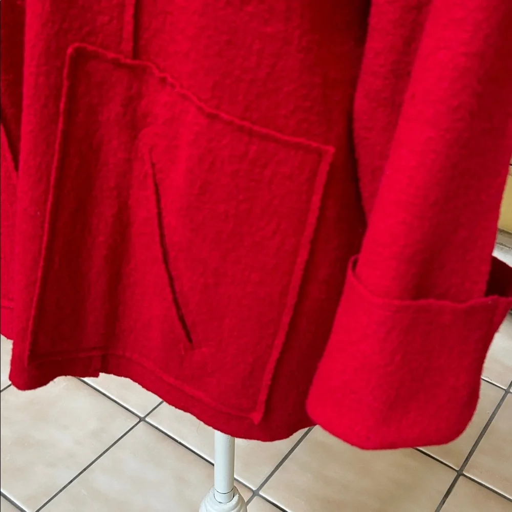 Coldwater Creek Women’s Vintage Artsy Wool Blend Red Holiday Jacket Coat Size 1X - Picture 12 of 15